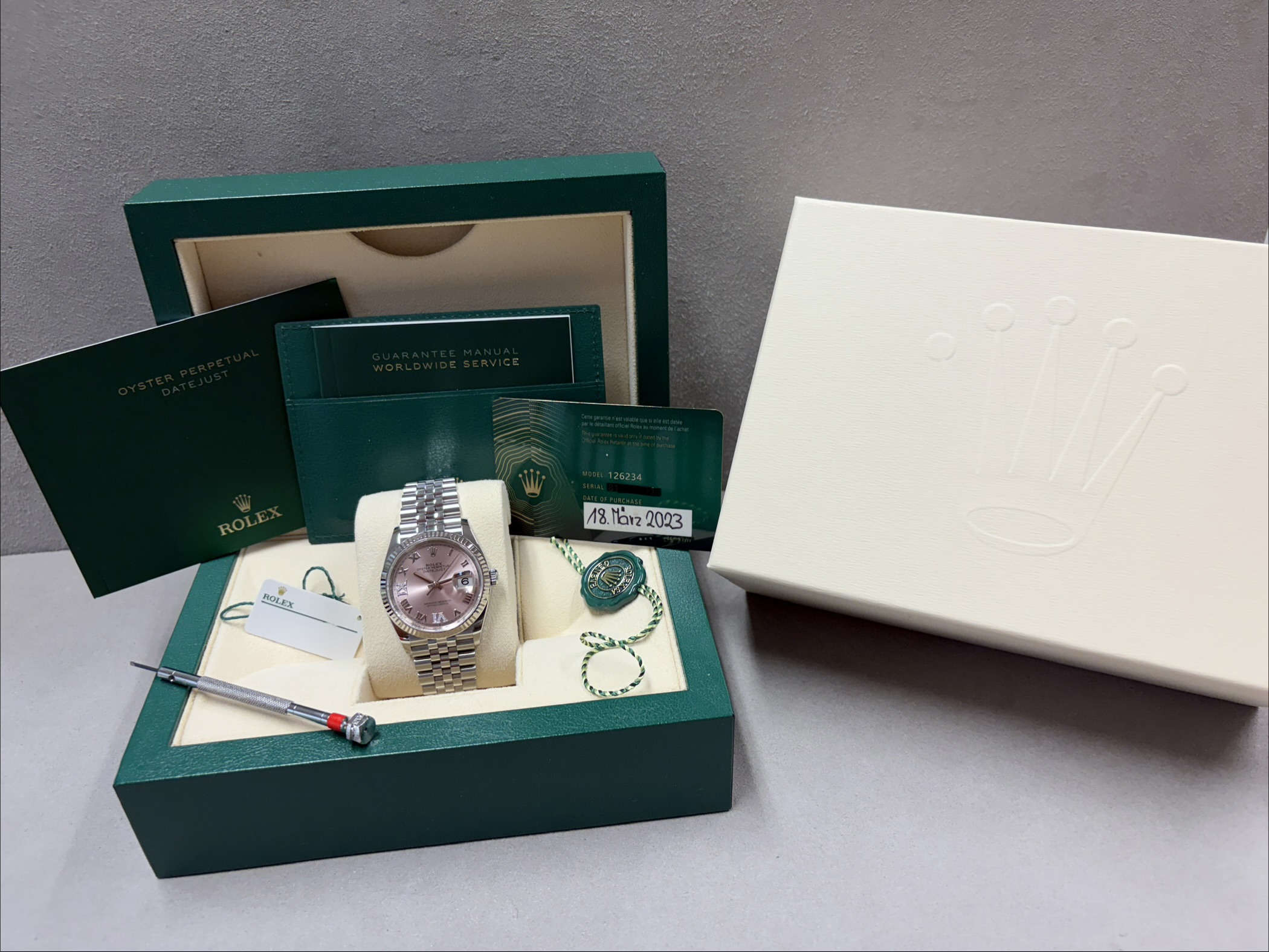 Rolex Datejust 36 "pink-Diamanten Zifferblatt" 12